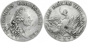 Altdeutsche Münzen und Medaillen
Brandenburg-Preußen
Friedrich II., 1740-1786
Reichstaler 1775 A, Berlin. sehr schön, kl. Kratzer und Schrötlingsfe...