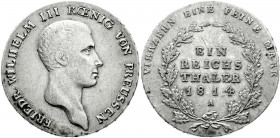 Altdeutsche Münzen und Medaillen
Brandenburg-Preußen
Friedrich Wilhelm III., 1797-1840
Taler 1814 A. gutes sehr schön, leicht justiert, schöne Pati...