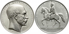 Altdeutsche Münzen und Medaillen
Braunschweig-Calenberg-Hannover
Georg V., 1851-1866
Zinnmedaille 1861 v. Brehmer, a.d. Enthüllung des Reiterstandb...