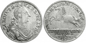 Altdeutsche Münzen und Medaillen
Braunschweig-Wolfenbüttel
Karl I., 1735-1780
2/3 Taler 1764 IDB, Springendes Ross.
sehr schön, leicht justiert. W...