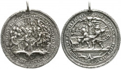 Altdeutsche Münzen und Medaillen
Erzgebirge
Tragb. Silbergußmedaille 1565 aus der Werkstatt des Nickel Milicz. Christus trägt sein Kreuz, umgeben vo...