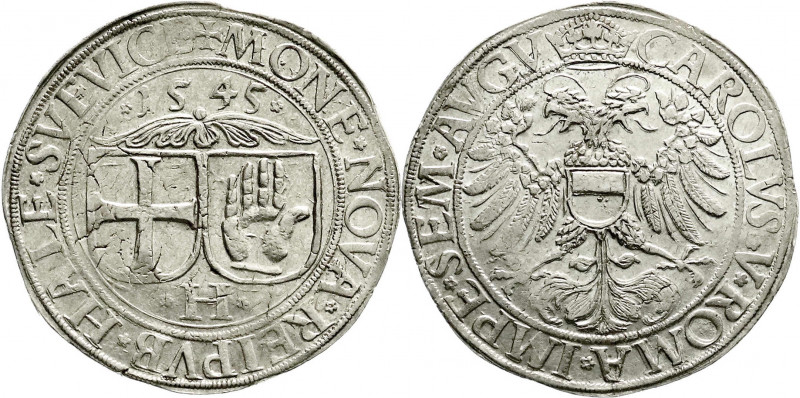 Altdeutsche Münzen und Medaillen
Hall / Schwaben
Taler 1545 Jahreszahl und Ara...