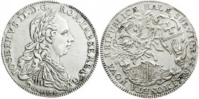 Altdeutsche Münzen und Medaillen
Hall / Schwaben
Taler (Mmz. Oexlein) 1777 mit Brb. Joseph II. Mit Randschrift. Aufl. aller Var. zus. nur 406 Ex.
v...