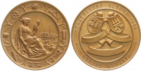 Altdeutsche Münzen und Medaillen
Hamburg-Stadt
Bronze-Prämienmedaille 1869 v. C.D. Claudius. Ausstellung in Altona. Spinnende Frau vor Hafen, im Kre...