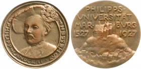 Altdeutsche Münzen und Medaillen
Hessen-Marburg
Medaillen
Bronzegußmedaille 1927. Auf das 500jährige Bestehen der Uni Marburg. Brb. Philipp Landgra...