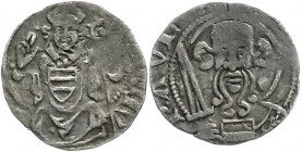 Altdeutsche Münzen und Medaillen
Münster-Bistum
Florenz von Wewelinghoven, 1364-1379
Pfennig o.J. Mitrierter thronender Bischof v.v. mit zum Segen ...