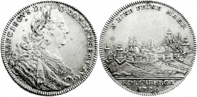 Altdeutsche Münzen und Medaillen
Nürnberg-Stadt
Konventionstaler 1754, Stadtansicht.
fast vorzüglich. Kellner 337. Slg. Erlanger 705. Davenport. 24...