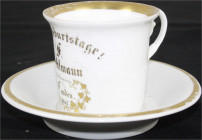 Altdeutsche Münzen und Medaillen
Ostfriesland-Ostfriesische Städte
Emden
Porzellantasse mit Untertasse 1867, zum Geburtstage F. Kuhlmann, Weichenwä...