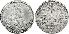 Altdeutsche Münzen und Medaillen
Regensburg-Stadt
Reichstaler 1716 (im Stempel geändert aus 1714). Stempel v. C.D. Oexlein. Stadtschlüssel in reich ...