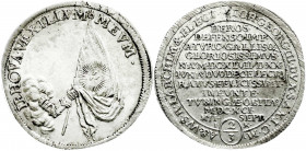 Altdeutsche Münzen und Medaillen
Sachsen-Albertinische Linie
Johann Georg III., 1680-1691
Sterbegulden 1691 IK, Dresden. Gesenkte Fahne aus Wolke....