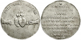 Altdeutsche Münzen und Medaillen
Sachsen-Albertinische Linie
Friedrich August I., 1694-1733
Reichstaler 1719, Dresden. Auf die Vermählung seines So...