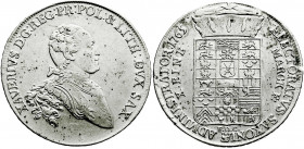 Altdeutsche Münzen und Medaillen
Sachsen-Albertinische Linie
Xaver, 1762-1768
Konventionstaler 1765 EDC, Dresden. vorzüglich, selten. Buck 56b. Slg...