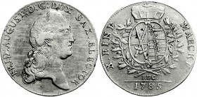 Altdeutsche Münzen und Medaillen
Sachsen-Albertinische Linie
Friedrich August III., 1763-1806
Konventionstaler 1785 IEC Dresden sehr schön. Buck 15...