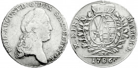 Altdeutsche Münzen und Medaillen
Sachsen-Albertinische Linie
Friedrich August III., 1763-1806
Konventionstaler 1786 IEC, Dresden. gutes sehr schön,...