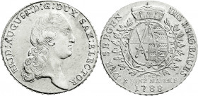 Altdeutsche Münzen und Medaillen
Sachsen-Albertinische Linie
Friedrich August III., 1763-1806
Ausbeute-Konventionstaler 1788 IEC, Dresden. vorzügli...