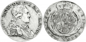 Altdeutsche Münzen und Medaillen
Sachsen-Albertinische Linie
Friedrich August III., 1763-1806
Konventionstaler 1806 SGH. sehr schön. Buck 226c. Slg...