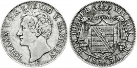 Altdeutsche Münzen und Medaillen
Sachsen-Albertinische Linie
Johann, 1854-1873
Taler 1854 F. sehr schön. Jaeger 87. Thun 327. AKS 101. 