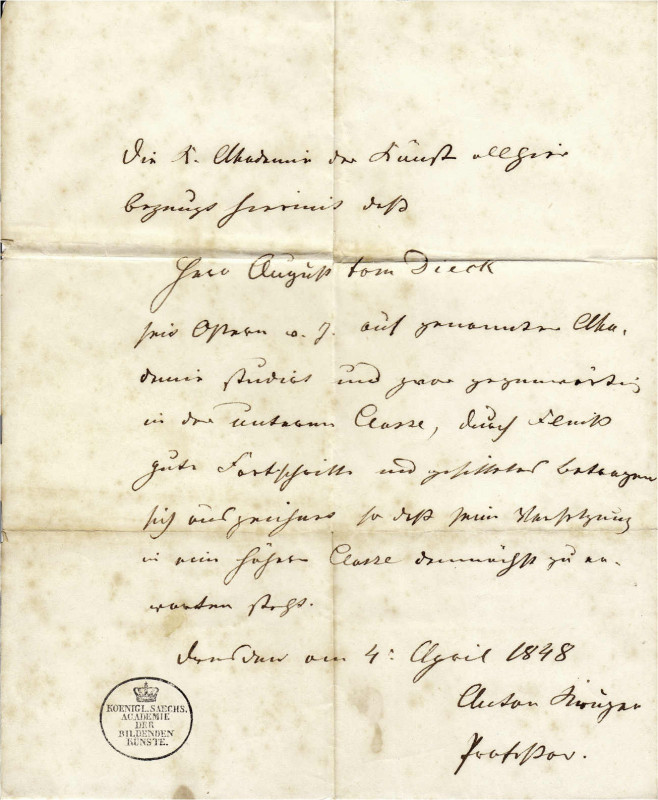 Altdeutsche Münzen und Medaillen
Sachsen-Dresden, Stadt
Eigenhändiger Brief vo...