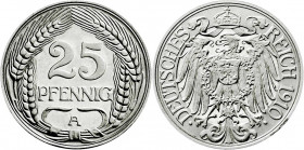 Reichskleinmünzen
25 Pfennig, Nickel 1909-1912
1910 A. Polierte Platte. Jaeger 18. 