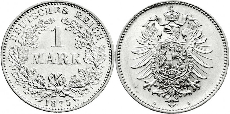 Reichskleinmünzen
1 Mark kleiner Adler, Silber 1873-1887
1875 G. fast Stempelg...