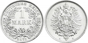 Reichskleinmünzen
1 Mark kleiner Adler, Silber 1873-1887
1875 H. gutes vorzüglich, min. Kratzer. Jaeger 9. 