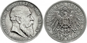 Reichssilbermünzen J. 19-178
Baden
Friedrich I., 1856-1907
5 Mark 1907. Auf seinen Tod.
vorzüglich/Stempelglanz aus Polierte Platte, schöne Patina...