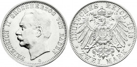 Reichssilbermünzen J. 19-178
Baden
Friedrich II., 1907-1918
2 Mark 1913 G. gutes vorzüglich. Jaeger 38. 