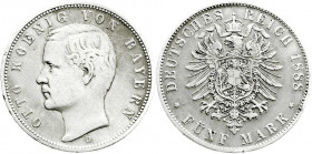 Reichssilbermünzen J. 19-178
Bayern
Otto, 1886-1913
5 Mark 1888 D. sehr schön, Randfehler. Jaeger 44. 