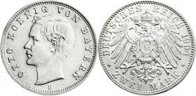 Reichssilbermünzen J. 19-178
Bayern
Otto, 1886-1913
2 Mark 1904 D. vorzüglich/Stempelglanz. Jaeger 45. 