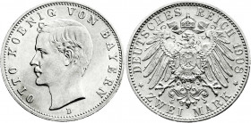 Reichssilbermünzen J. 19-178
Bayern
Otto, 1886-1913
2 Mark 1908 D. vorzüglich/Stempelglanz. Jaeger 45. 
