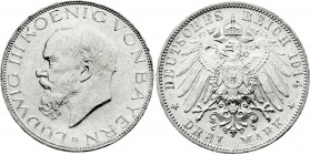 Reichssilbermünzen J. 19-178
Bayern
Ludwig III., 1913-1918
3 Mark 1914 D. fast Stempelglanz. Jaeger 52. 