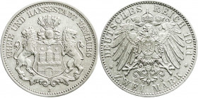 Reichssilbermünzen J. 19-178
Hamburg
2 Mark 1911 J. gutes vorzüglich. Jaeger 63. 