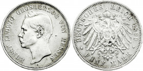 Reichssilbermünzen J. 19-178
Hessen
Ernst Ludwig, 1892-1918
5 Mark 1899 A. sehr schön, Randfehler und kl. Druckstelle, selten. Jaeger 73. 