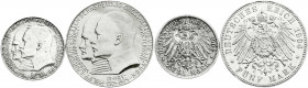 Reichssilbermünzen J. 19-178
Hessen
Ernst Ludwig, 1892-1918
5 und 2 Mark 1904. Zum 400. Geburtstag.
sehr schön/vorzüglich und vorzüglich. Jaeger 7...