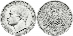 Reichssilbermünzen J. 19-178
Hessen
Ernst Ludwig, 1892-1918
3 Mark 1910 A. sehr schön, Randfehler. Jaeger 76. 
