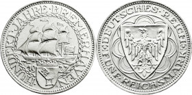 Weimarer Republik
Gedenkmünzen
5 Reichsmark Bremerhaven
1927 A. gutes vorzüglich. Jaeger 326. 
