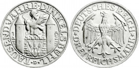 Weimarer Republik
Gedenkmünzen
3 Reichsmark Dinkelsbühl
1928 D. fast Stempelglanz. Jaeger 334. 