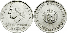 Weimarer Republik
Gedenkmünzen
5 Reichsmark Lessing
1929 F. vorzüglich. Jaeger 336. 