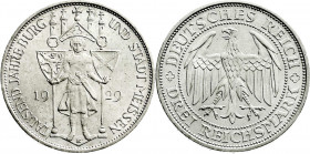 Weimarer Republik
Gedenkmünzen
3 Reichsmark Meissen
1929 E. prägefrisch. Jaeger 338. 