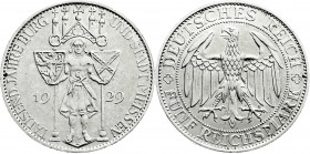 Weimarer Republik
Gedenkmünzen
5 Reichsmark Meissen
1929 E. vorzüglich, winz. Fleck. Jaeger 339. 