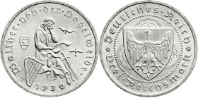 Weimarer Republik
Gedenkmünzen
3 Reichsmark Vogelweide
1930 A. prägefrisch/fast Stempelglanz. Jaeger 344. 