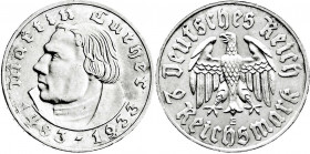 Drittes Reich
Gedenkmünzen
2 Reichsmark Luther 1933-1934
1933 E. vorzüglich/Stempelglanz. Jaeger 352. 