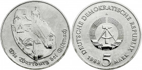 Münzen der Deutschen Demokratischen Republik
Gedenkmünzen der DDR
5 Mark 1983, Wartburg bei Eisenach. Randschrift läuft links herum.
prägefrisch. J...
