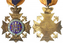 Orden und Ehrenzeichen
Grossbritannien
George V., 1911-1936
Freimaurerorden (Logenbijou) 1924 der Reading Abbey Lodge. Sterlingsilber, vergoldet un...