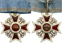 Orden und Ehrenzeichen
Rumänien
Komturkreuz am Halsband zum Orden der Krone Rumäniens, 1. Modell 1881.
vorzüglich