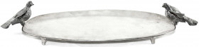 Varia
Silber
Spanien
Silberschale 915/1000 ab 1934. Länglich ovale Form mit zwei Tauben. Punze Davidsstern (steht für 915/1000), doppelt "800" (fäl...