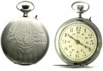 Varia
Uhren
Taschenuhren
Schweizer Herren-Savonette, Chronometer um 1900. Hersteller ALPINE. Nickelgehäuse, Handaufzug, Zylinderhemmung 6 Steine. 5...