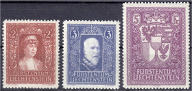 Briefmarken
Ausland
Liechtenstein
Fürstin Elsa, Fürst Franz I. und Landeswappen 1933, kompletter Satz in postfrischer Erhaltung. Mi. 1.100,-€.
** ...