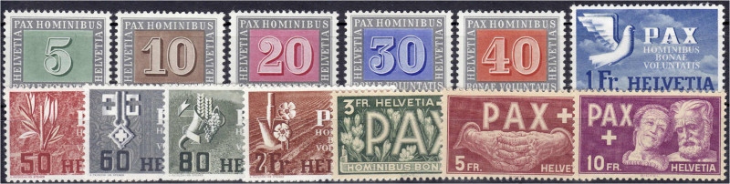 Briefmarken
Ausland
Schweiz
Pax-Satz 1945, kompletter Satz in postfrischer Er...