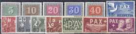 Briefmarken
Ausland
Schweiz
Pax-Satz 1945, kompletter Satz in postfrischer Erhaltung. Mi. 450,-€.
** Michel 447-459. 